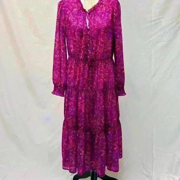 Beach Lunch Lounge Collection Med Long Sleeves Sheer Coverup Maxi Dress - Picture 4 of 16